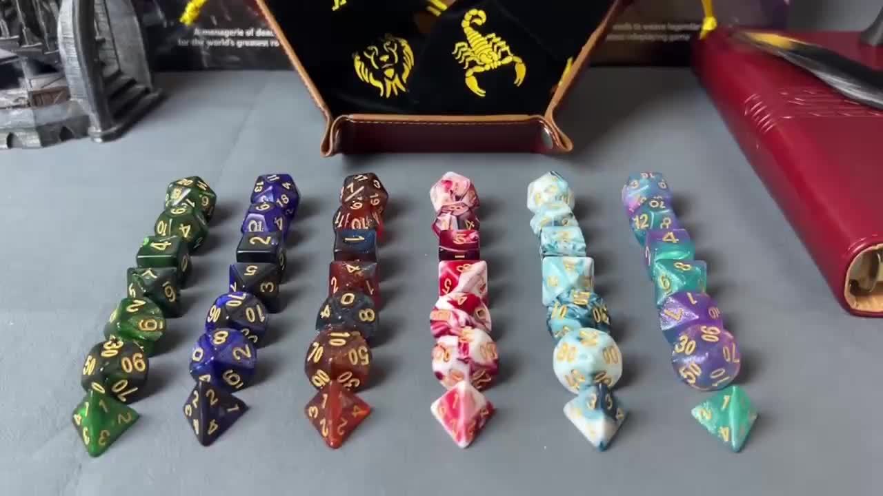 DND Multi-Faceted Dice Set with Drawstring Bags